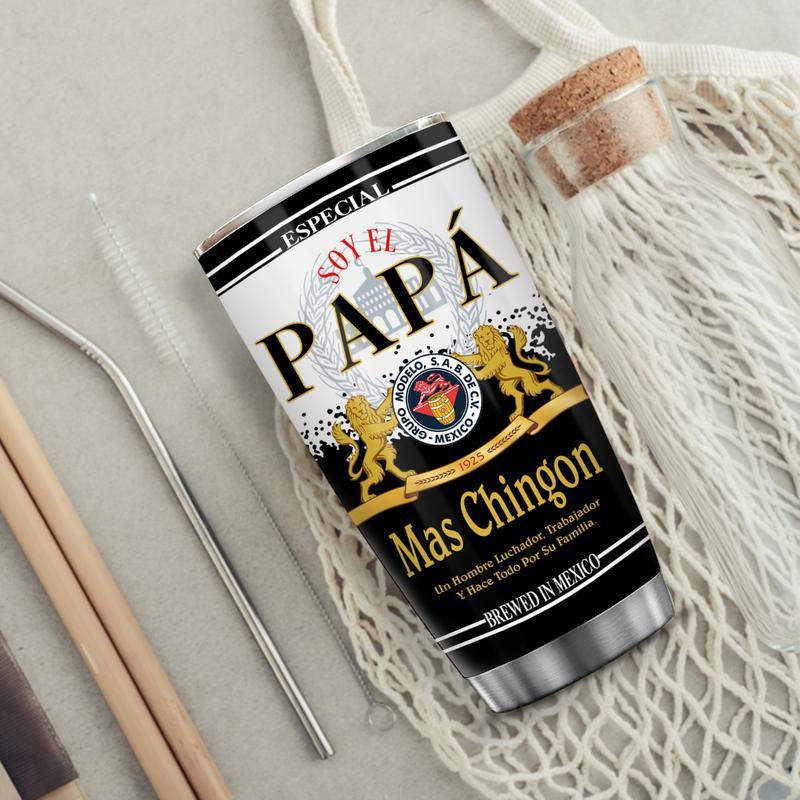 "El Papa Mas Chingon" Tumbler, Regalo Para Papá, Mexican Dad Gift Insulated Travel Mug, Funny Spanish Coffee Cup