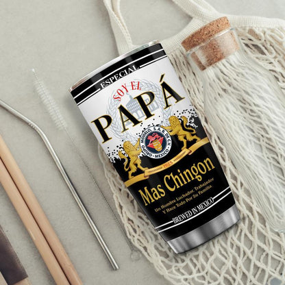 "El Papa Mas Chingon" Tumbler, Regalo Para Papá, Mexican Dad Gift Insulated Travel Mug, Funny Spanish Coffee Cup
