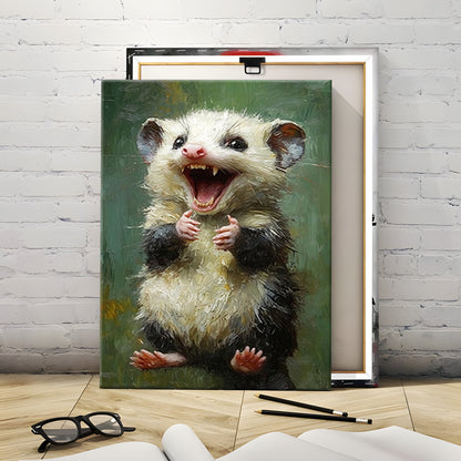 Funny Opossum Wall Art Collection - "Unhinged" Animal Memes & Canvas Prints - Chaotic Trash Cat Decor