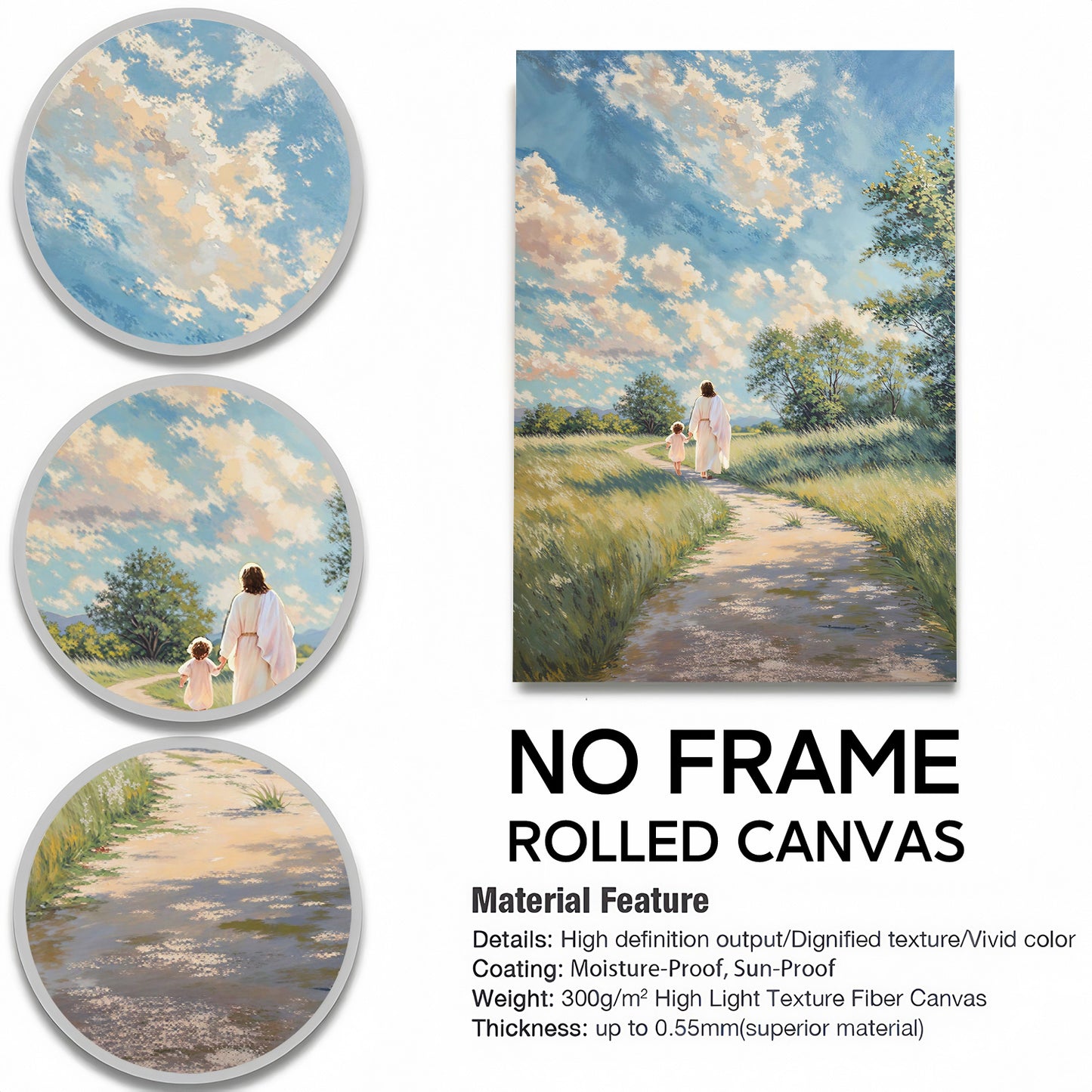 Jesus Christ Spiritual Canvas Wall Art Collection - Resurrection, Prodigal Son & Walking with Child - Christian Home Decor