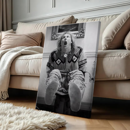Funny Movie Bathroom Wall Art - "Dumb & Dumber" & "Bridesmaids" Toilet Scenes - Black & White Canvas Print (Restroom Decor)
