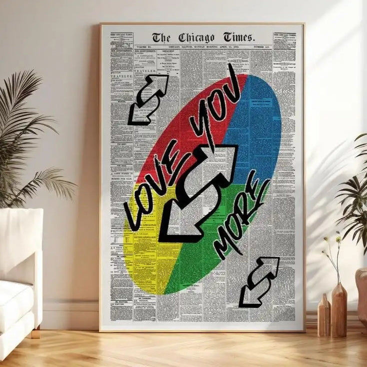 Love You More colorful reverse-card grid Canvas Wall Art – Love & Family Decor