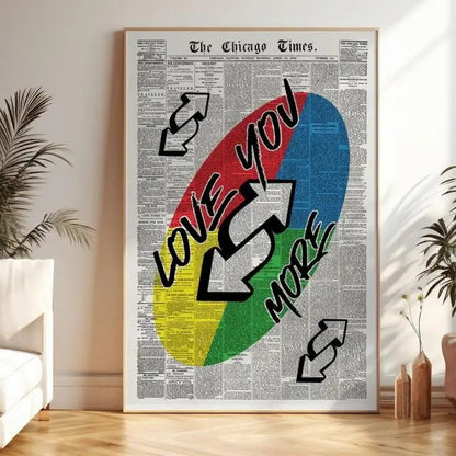 Love You More colorful reverse-card grid Canvas Wall Art – Love & Family Decor