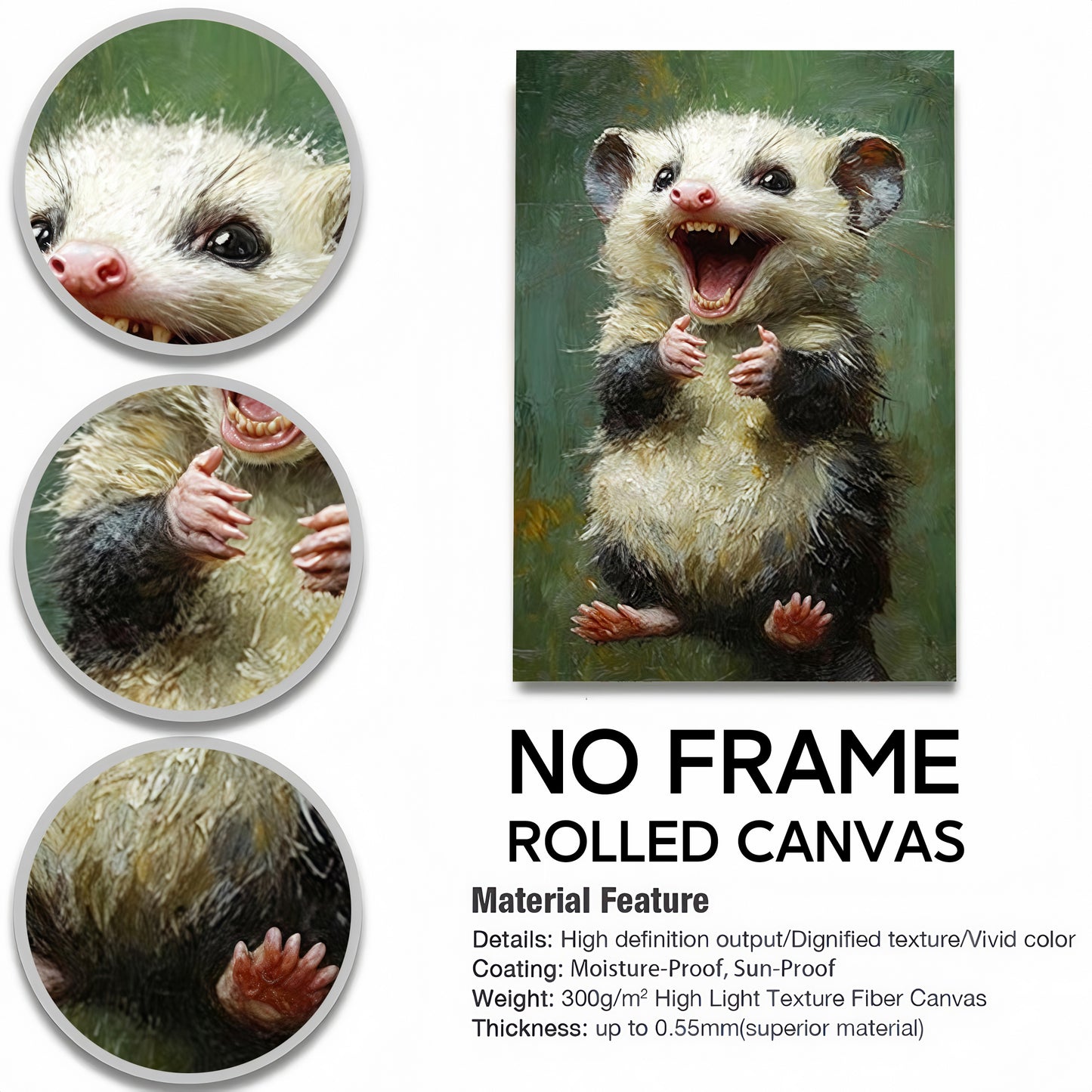 Funny Opossum Wall Art Collection - "Unhinged" Animal Memes & Canvas Prints - Chaotic Trash Cat Decor