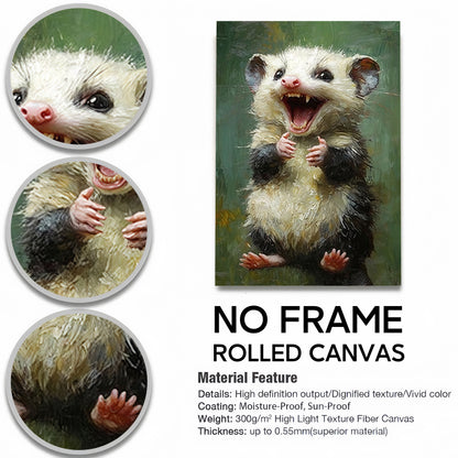 Funny Opossum Wall Art Collection - "Unhinged" Animal Memes & Canvas Prints - Chaotic Trash Cat Decor