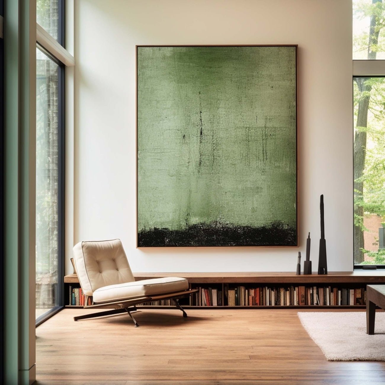 Sage Green Abstract Oil Painting SR0081 - Viral Wall Art