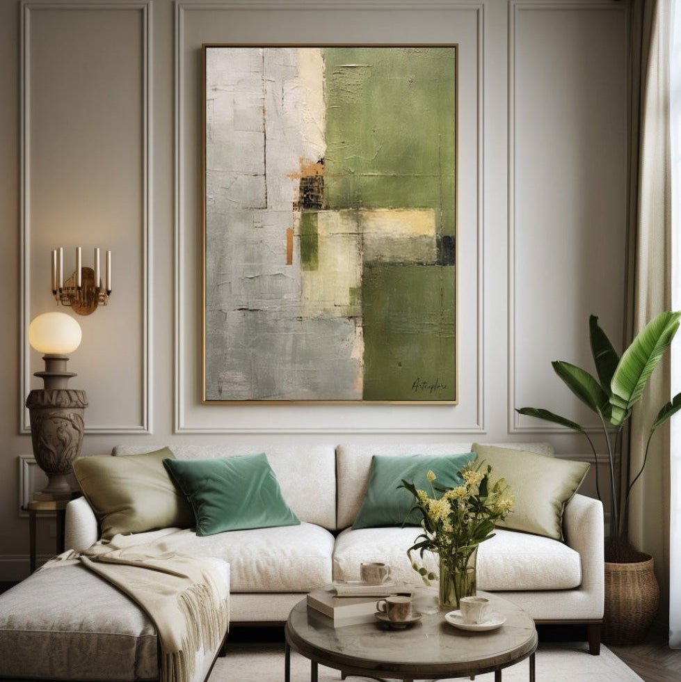 Sage Green 3D Textured Abstract Art SR0013 - Viral Wall Art