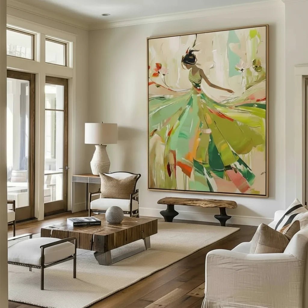 Forest Green & Apricot Modern Expressionist Wall Art JK0050 - Viral Wall Art