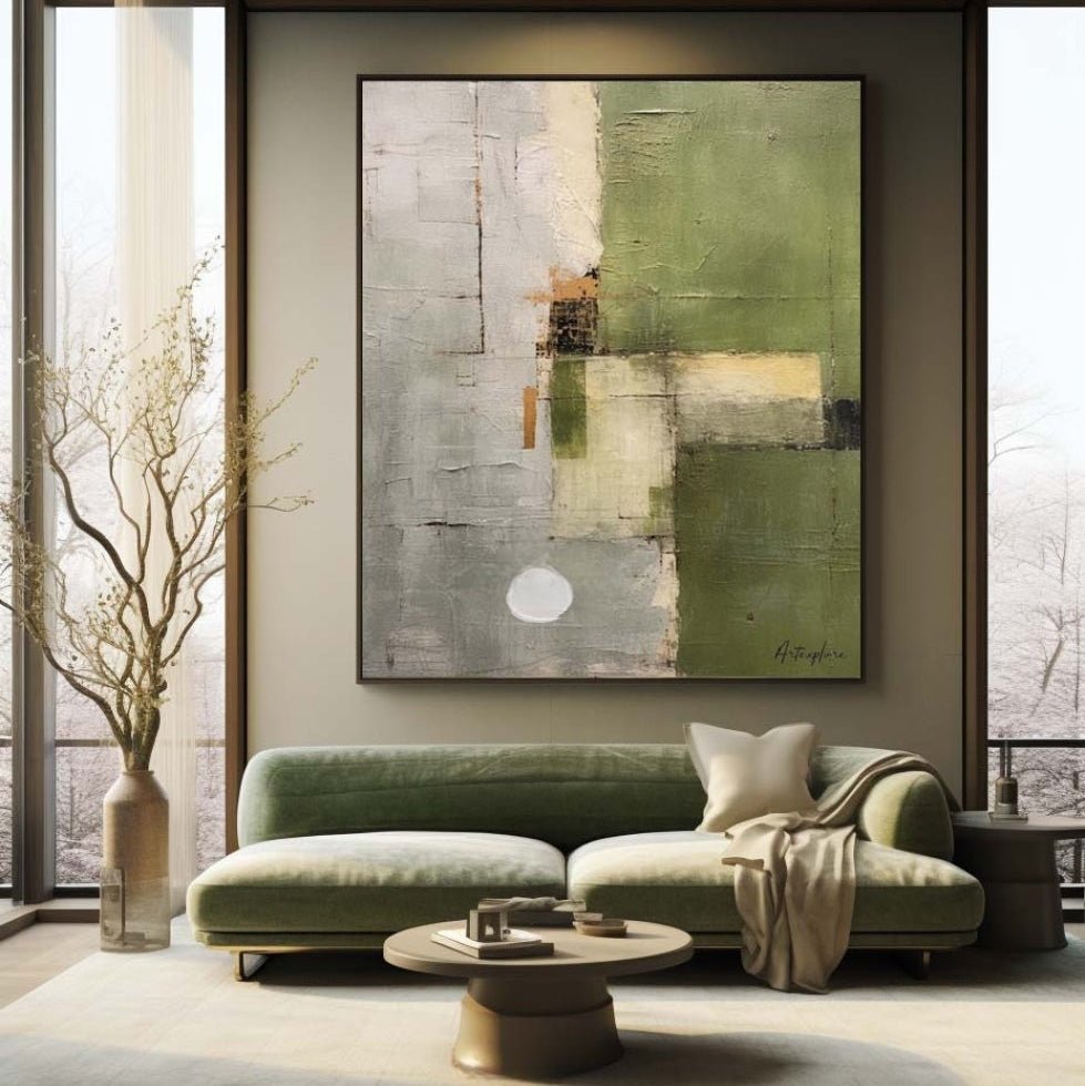 Sage Green 3D Textured Abstract Art SR0013 - Viral Wall Art