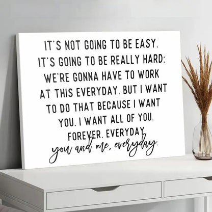 You and Me Every Day romantic love quote Canvas Wall Art – Love & Family Decor