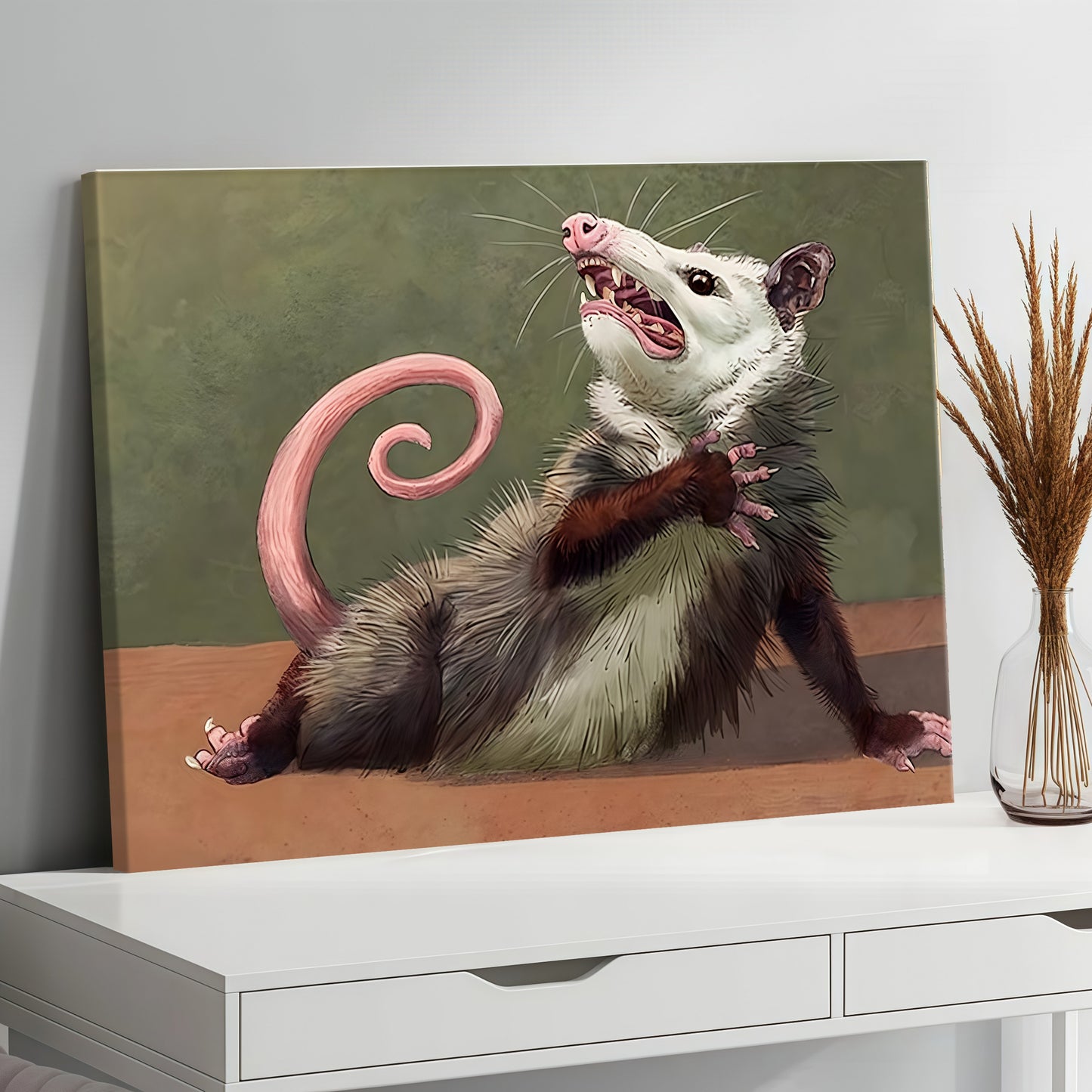 Funny Opossum Wall Art Collection - "Unhinged" Animal Memes & Canvas Prints - Chaotic Trash Cat Decor