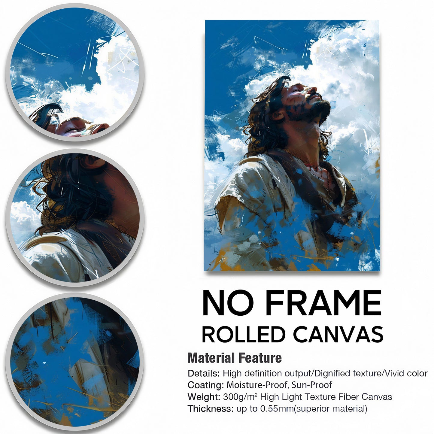 Smiling Jesus Canvas Wall Art - Joyful Laughing Christ Portrait - Heartwarming Christian Home Decor