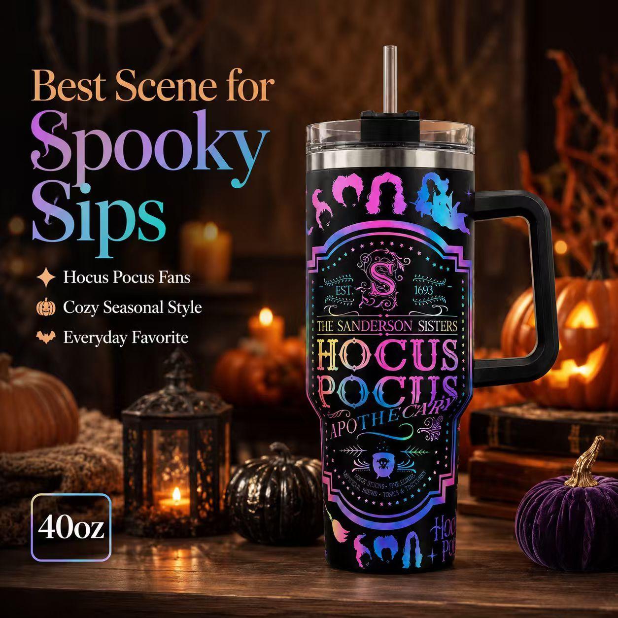 1PC 40oz Witch Apothecary Insulated Tumbler, Double Wall Leak-Proof Portable Cup, Keeps Hot for 12 Hours, Keeps Cold for 24 Hours, Durable for Office, Travel & Daily Use, Ideal Gift for Witchy Style Fans, Friends, Holidays