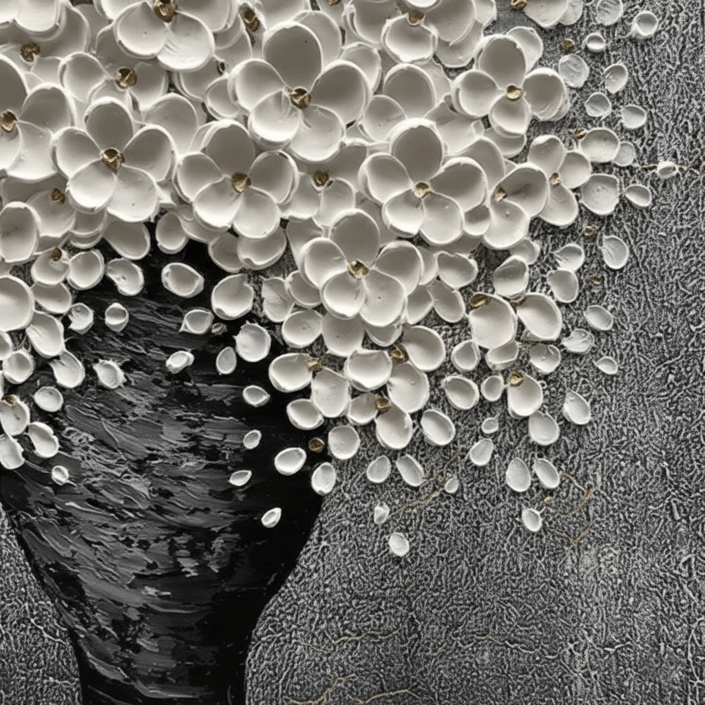 Textured White Floral Wall Art CZ0029 - Viral Wall Art