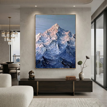 3D Heavy Texture Blue Mountain Oil Painting #CY0121