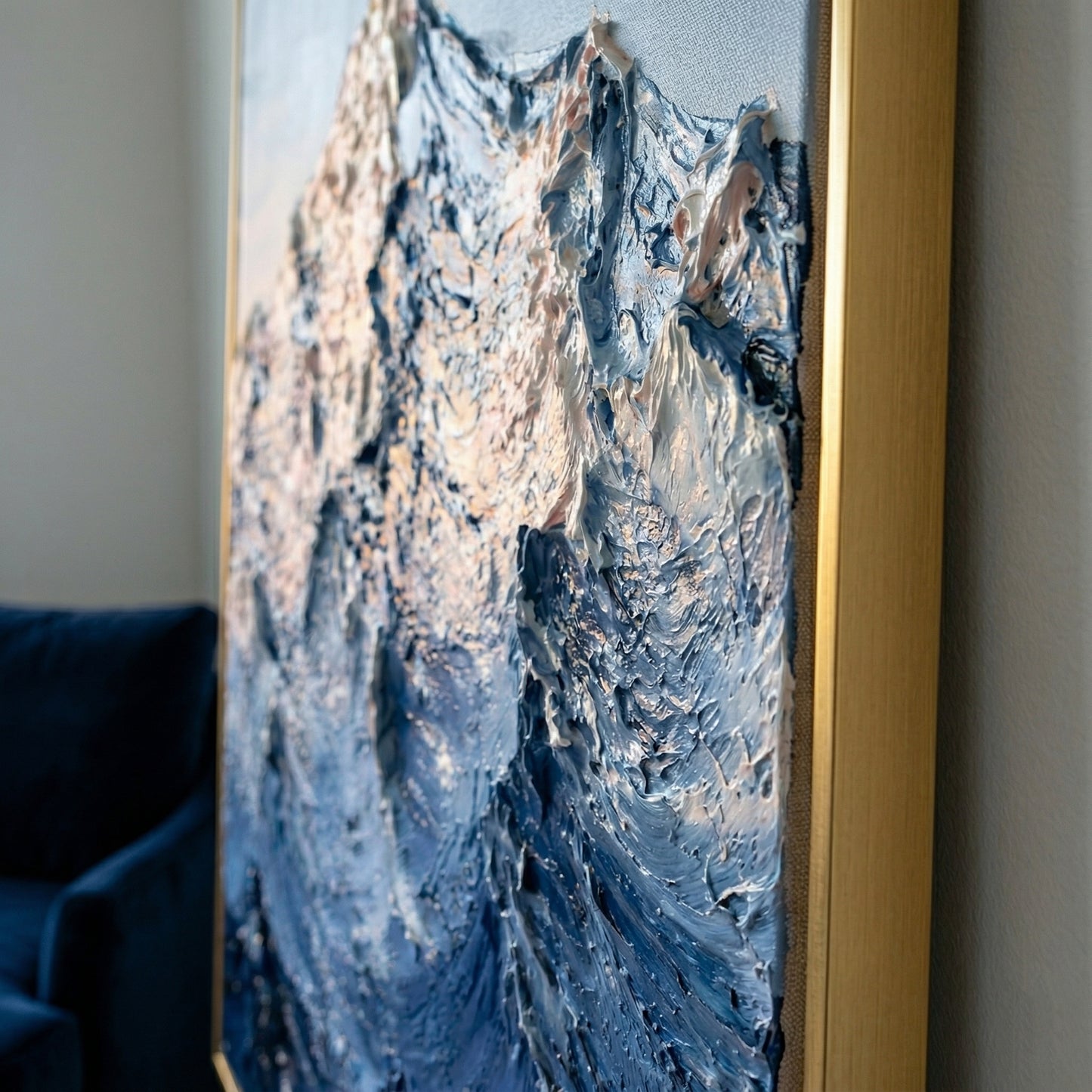 3D Heavy Texture Blue Mountain Oil Painting #CY0121