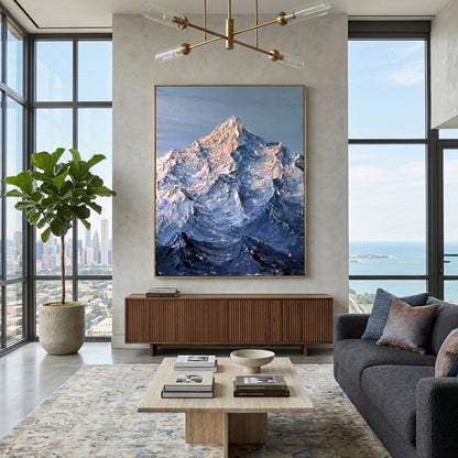 3D Heavy Texture Blue Mountain Oil Painting #CY0121