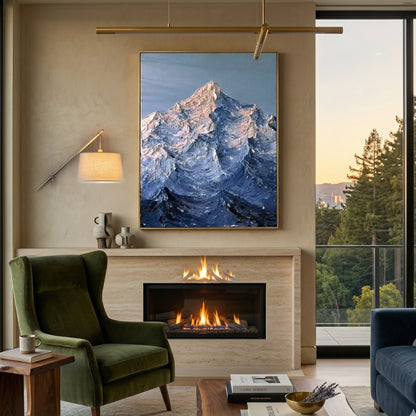 3D Heavy Texture Blue Mountain Oil Painting #CY0121