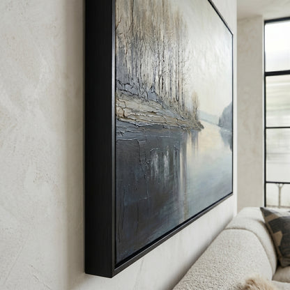 Misty Blue & Taupe Abstract Painting CY0132 - Viral Wall Art