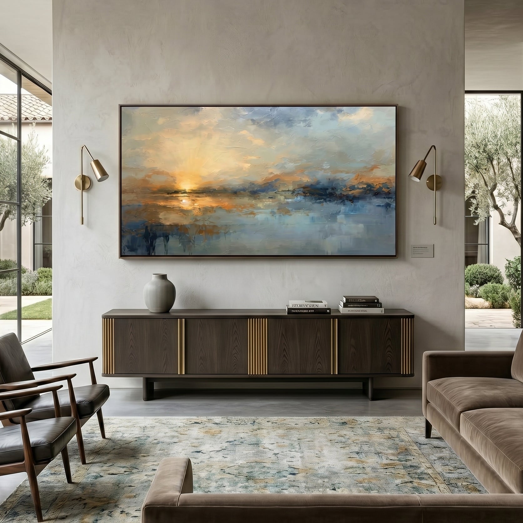 3D Heavy Texture Sunset Panoramic Oil Painting CY0150 - Viral Wall Art