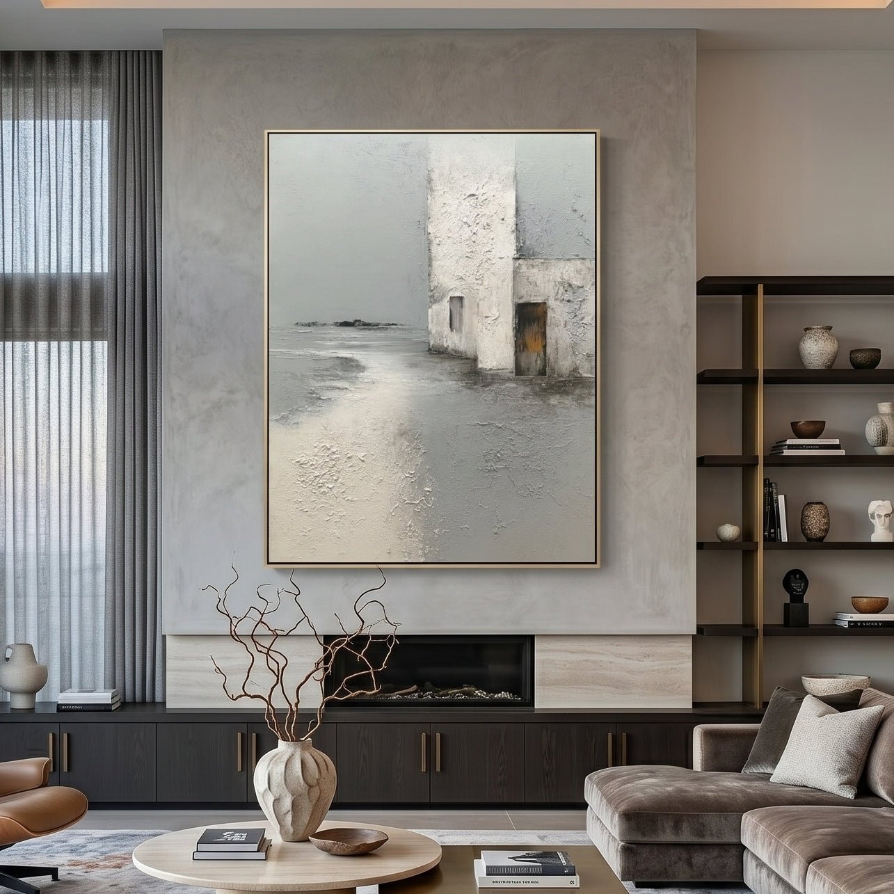 3D Heavy Texture Architectural Abstract Painting CY0153 - Viral Wall Art