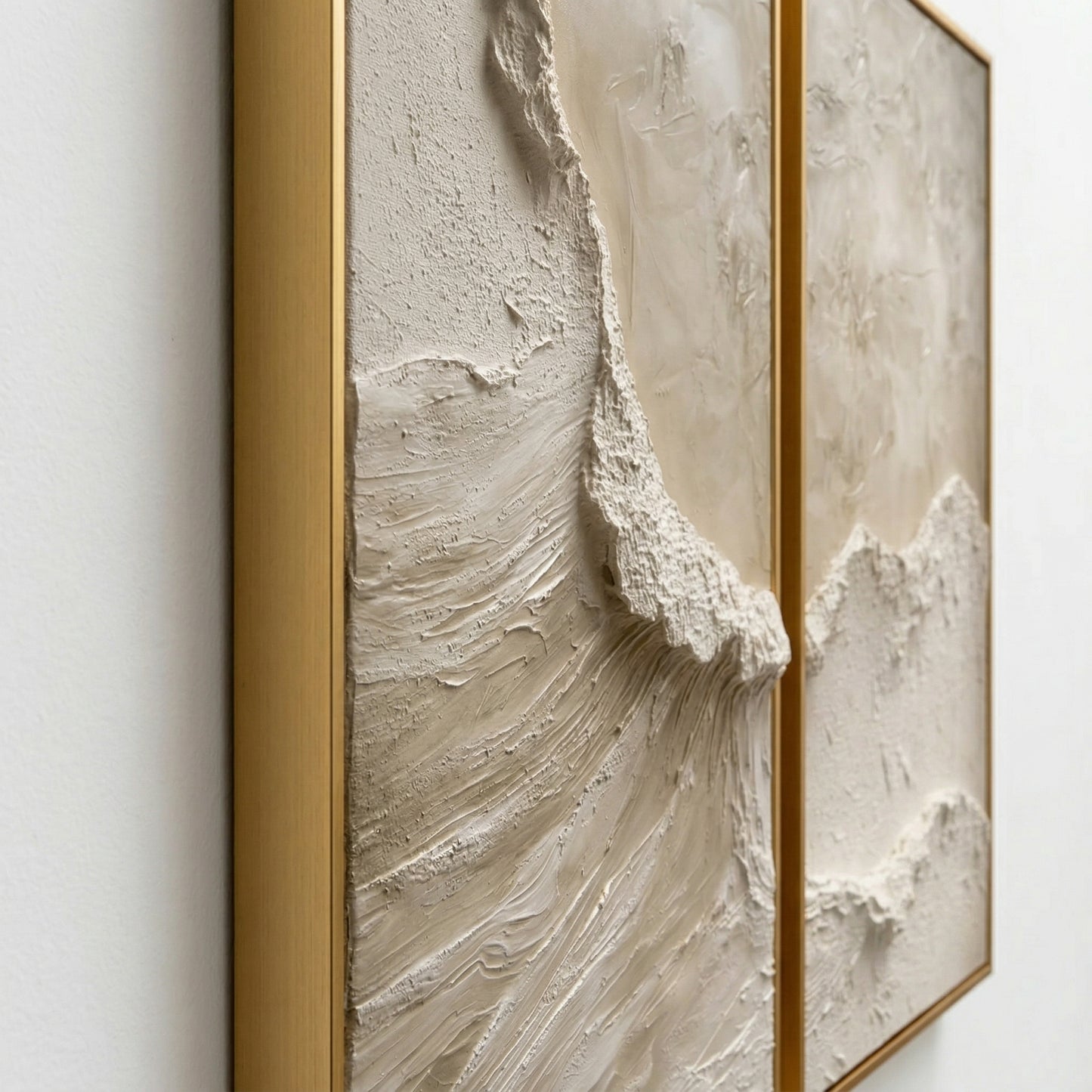 3D Heavy Texture Neutral Beige Diptych CZ0093 - Viral Wall Art