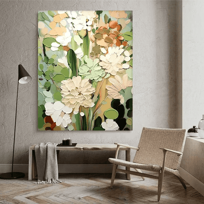 3D Heavy Texture Sage Green Floral Oil Painting CZ0102 - Viral Wall Art