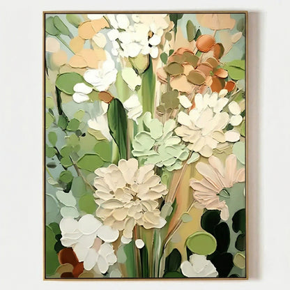 3D Heavy Texture Sage Green Floral Oil Painting CZ0102 - Viral Wall Art