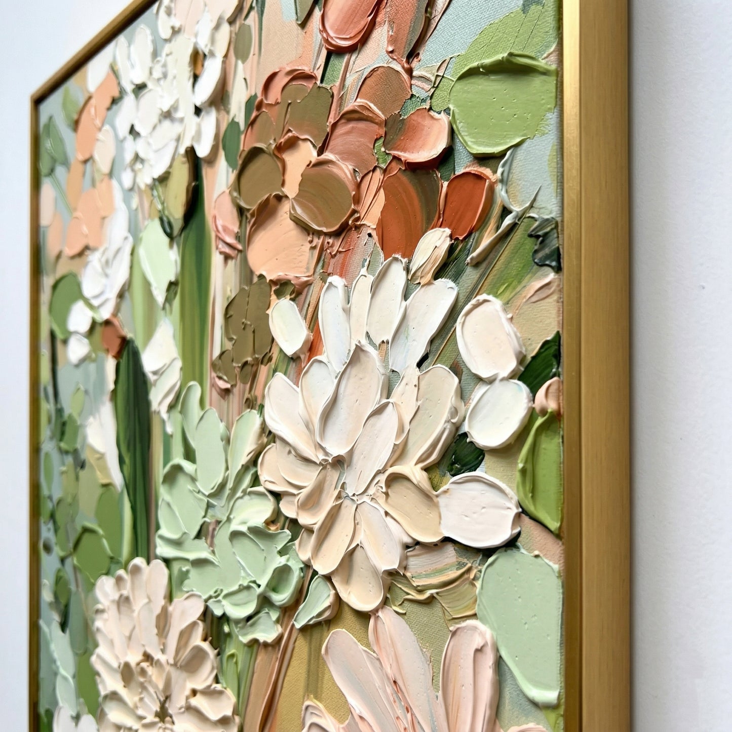 3D Heavy Texture Sage Green Floral Oil Painting CZ0102 - Viral Wall Art