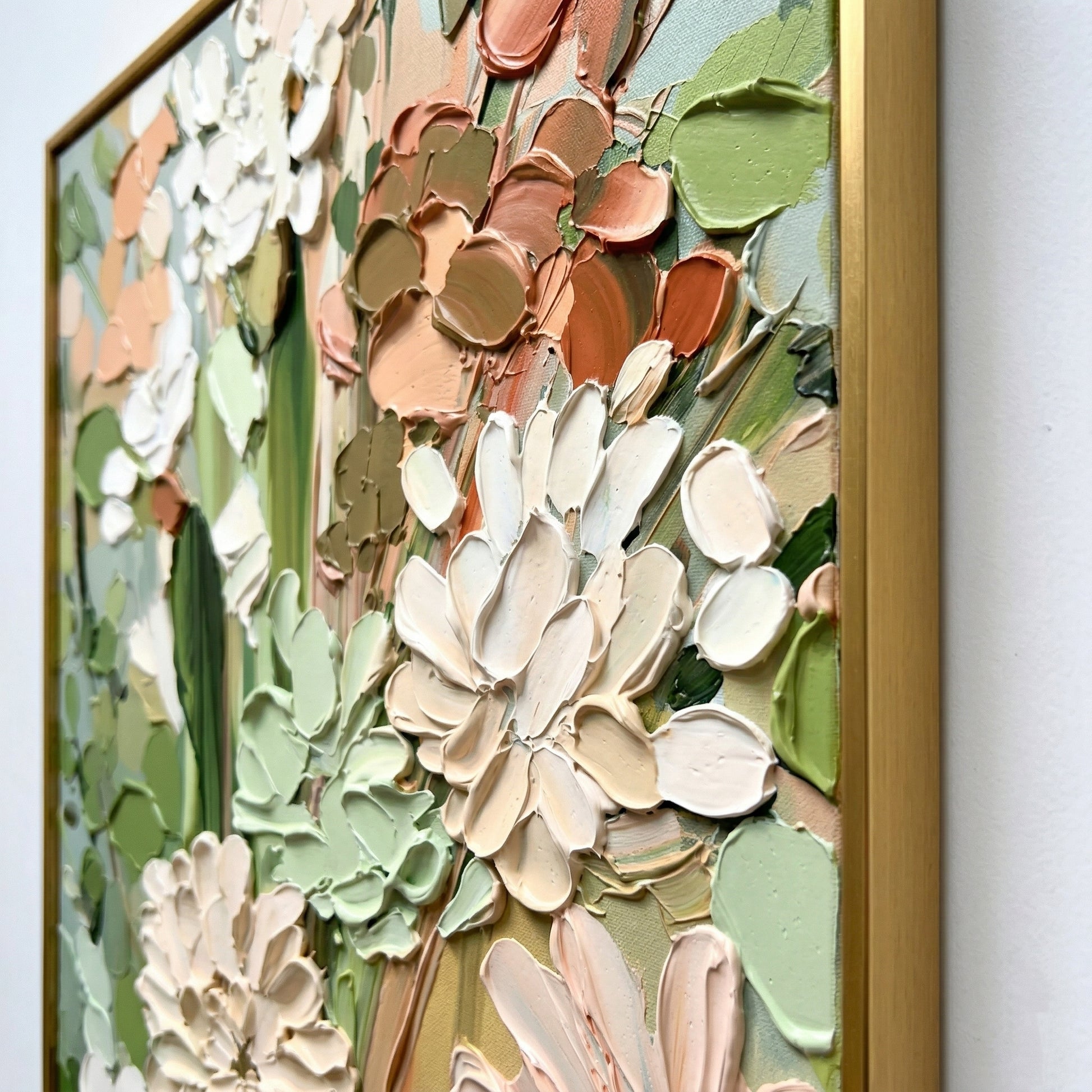 3D Heavy Texture Sage Green Floral Oil Painting CZ0102 - Viral Wall Art