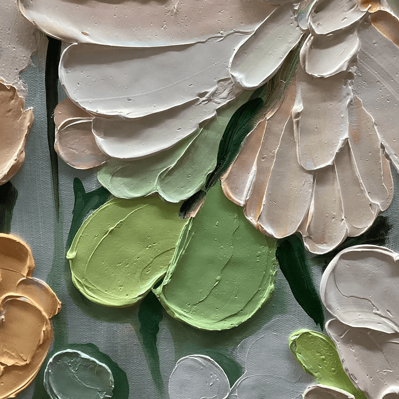 3D Heavy Texture Sage Green Floral Oil Painting CZ0104 - Viral Wall Art