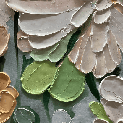 3D Heavy Texture Sage Green Floral Oil Painting CZ0104 - Viral Wall Art