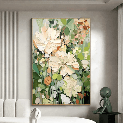 3D Heavy Texture Sage Green Floral Oil Painting CZ0104 - Viral Wall Art