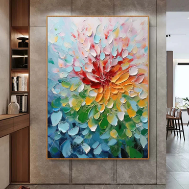 3D Heavy Texture Colorful Floral Oil Painting CZ0105 - Viral Wall Art