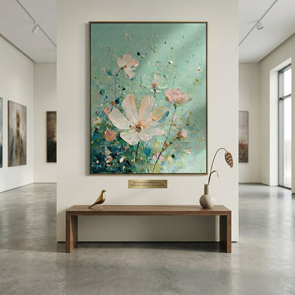 3D Heavy Texture Sage Green Floral Oil Painting CZ0110 - Viral Wall Art