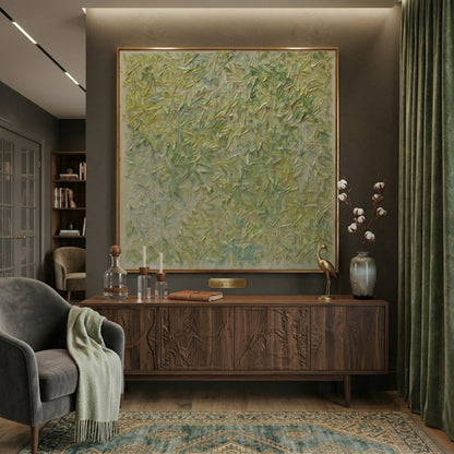3D Heavy Texture Sage Green Abstract Oil Painting CZ0112 - Viral Wall Art