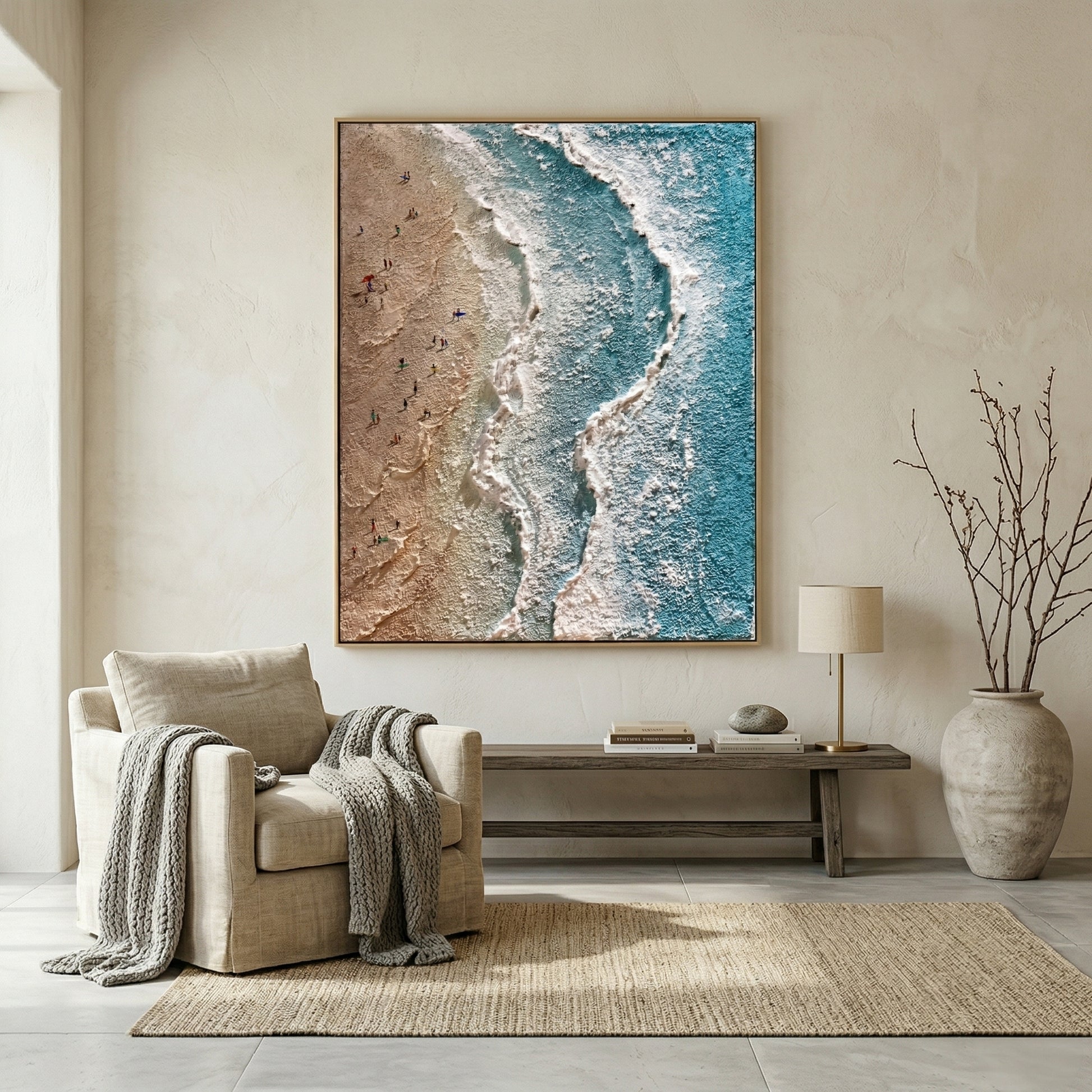 3D Heavy Texture Ocean Beach Oil Painting CZ0115 - Viral Wall Art