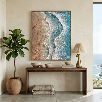 3D Heavy Texture Ocean Beach Oil Painting CZ0115 - Viral Wall Art