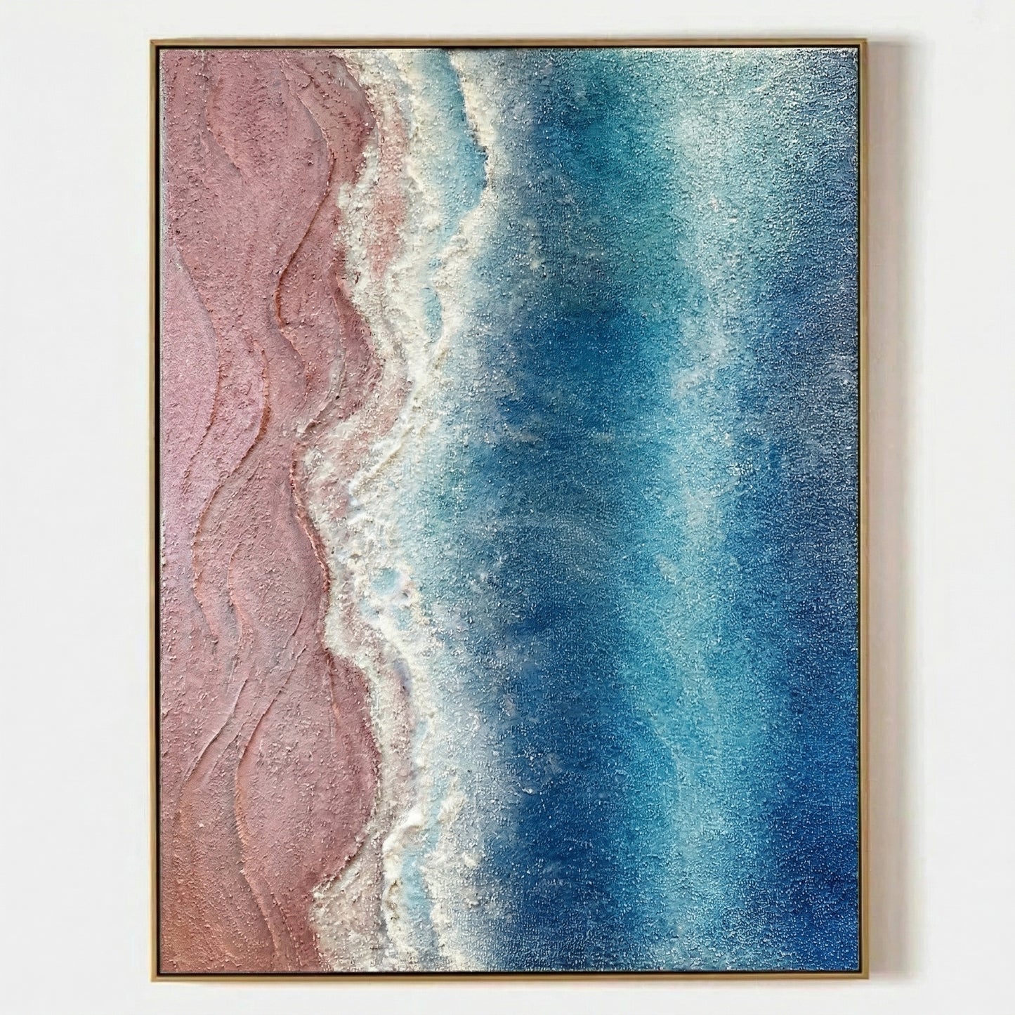 3D Heavy Texture Pink Sand Beach Oil Painting CZ0116 - Viral Wall Art