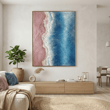 3D Heavy Texture Pink Sand Beach Oil Painting CZ0116 - Viral Wall Art