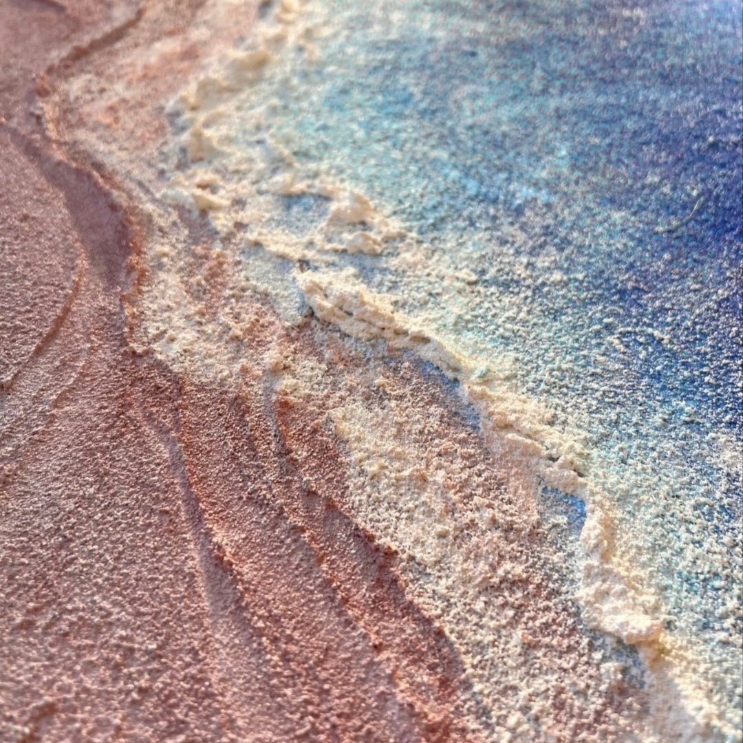 3D Heavy Texture Pink Sand Beach Oil Painting CZ0116 - Viral Wall Art