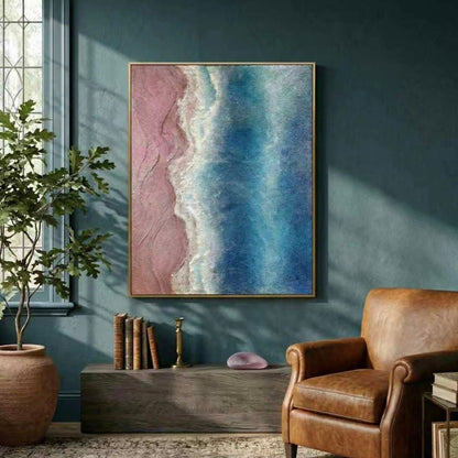 3D Heavy Texture Pink Sand Beach Oil Painting CZ0116 - Viral Wall Art