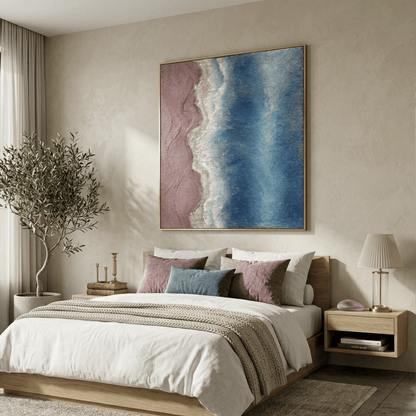 3D Heavy Texture Pink Sand Beach Oil Painting CZ0116 - Viral Wall Art
