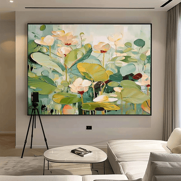 3D Heavy Texture Sage Green Floral Oil Painting CZ0120 - Viral Wall Art