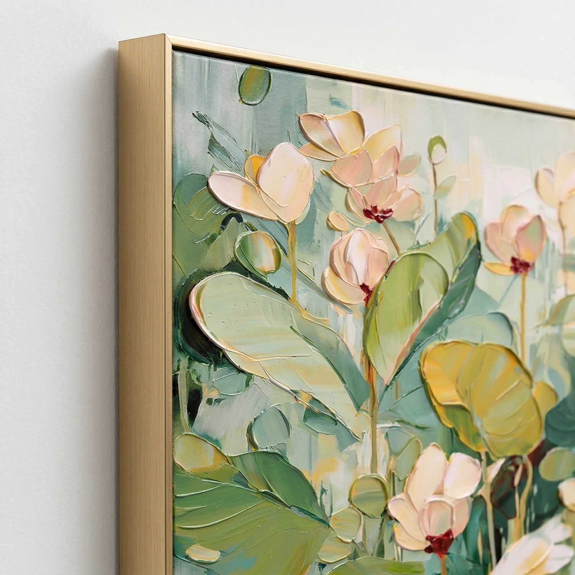 3D Heavy Texture Sage Green Floral Oil Painting CZ0120 - Viral Wall Art