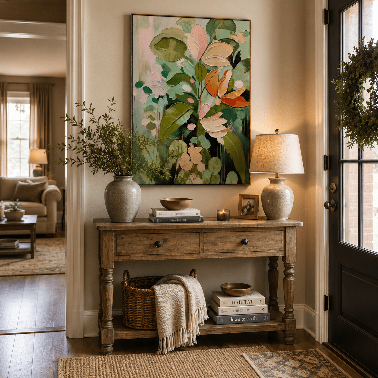 3D Heavy Texture Sage Green Botanical Painting CZ0124 - Viral Wall Art