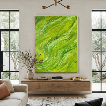 3D Heavy Texture Green Abstract Oil Painting CZ0142 - Viral Wall Art