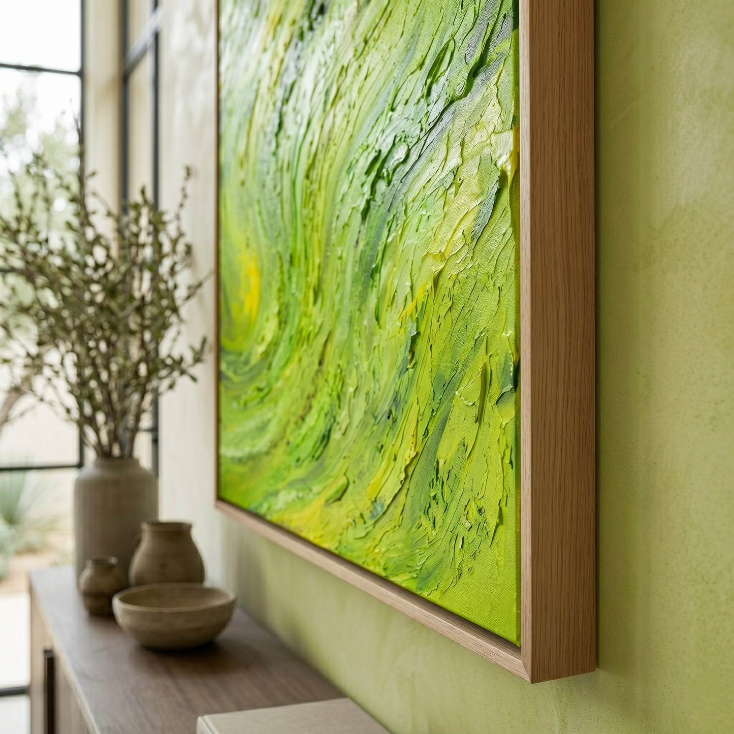 3D Heavy Texture Green Abstract Oil Painting CZ0142 - Viral Wall Art