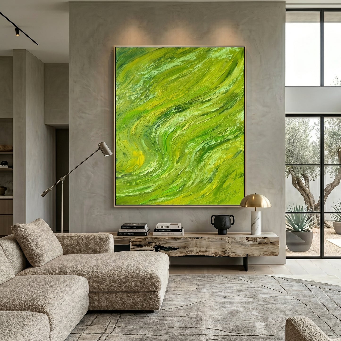 3D Heavy Texture Green Abstract Oil Painting CZ0142 - Viral Wall Art