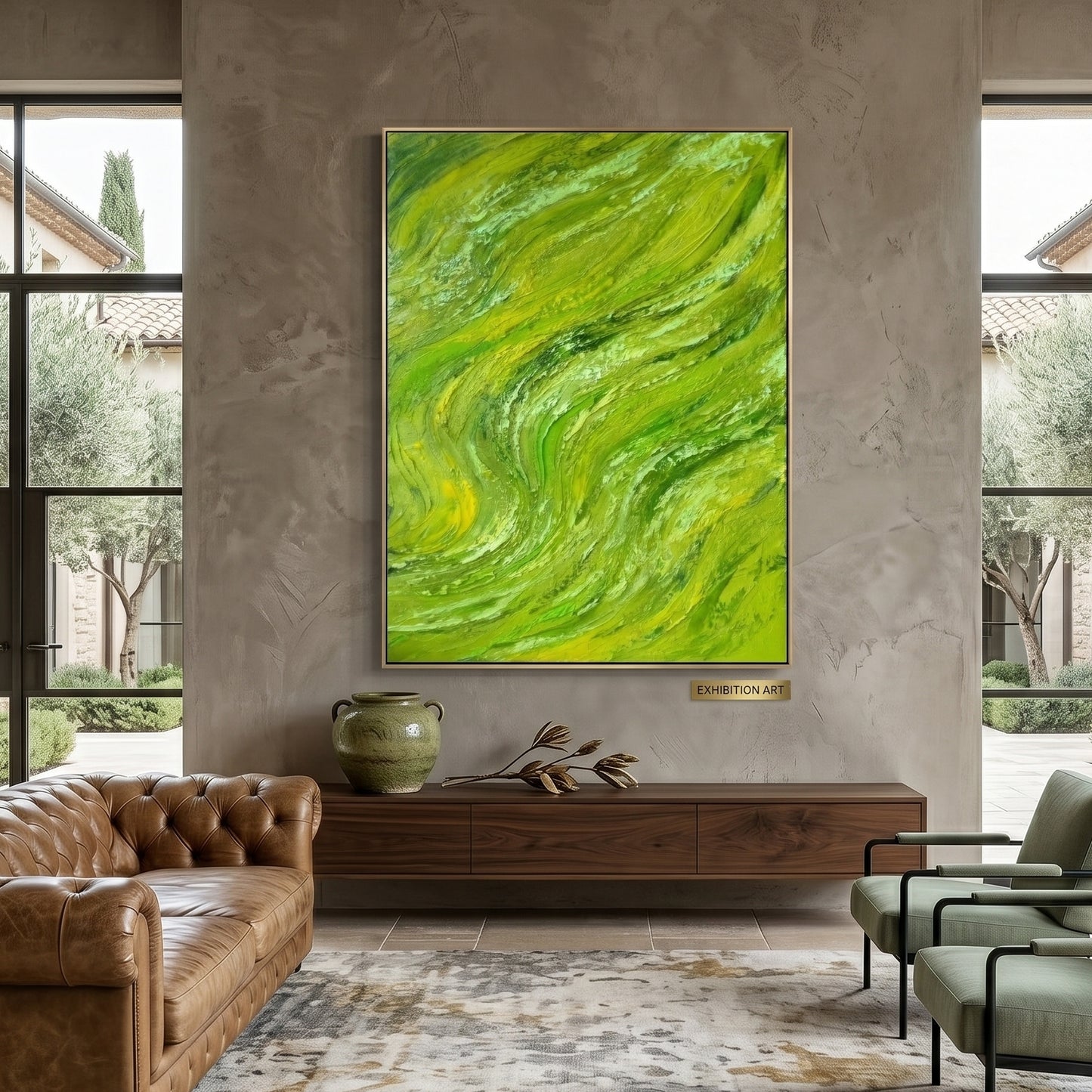 3D Heavy Texture Green Abstract Oil Painting CZ0142 - Viral Wall Art